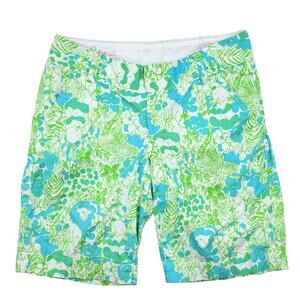 Lilly Pulitzer The Chipper Short Women's 2 It's A Zoo Blue Lime Bermuda Cotton